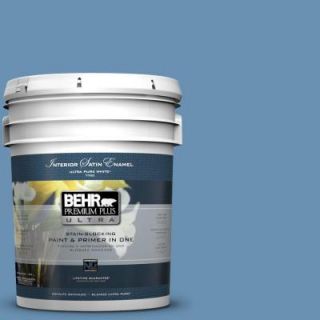 BEHR Premium Plus Ultra 5 gal. #M510 4 Brittany Blue Satin Enamel Interior Paint 775405