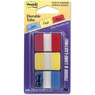 Post it File Tabs, 1 x 1 1/2, Assorted Primary Colors, 66/Pack