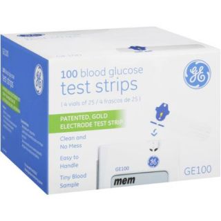 GE GE100 Blood Glucose Test Strips, 100 count