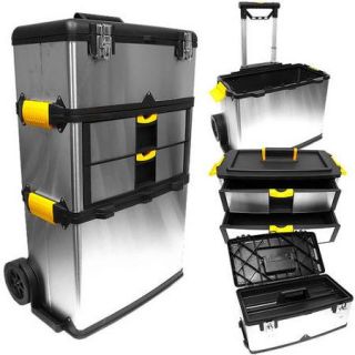 Stalwart Massive and Mobile 3 Part Stainless Steel Tool Box