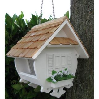 8" Fully Functional White Cottage Outdoor Garden Wren Bird Feeder