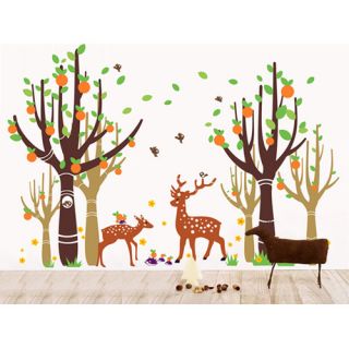 Tree Forest With Deer Wall Decal by Pop Decors