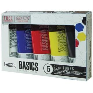 Liquitex Basics Acrylic Paint 75ml/Tube 5/Pkg Assorted Colors