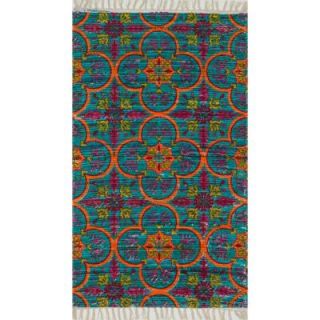 Loloi Rugs Aria Lifestyle Collection Blue/Orange 1 ft. 8 in. x 3 ft. Area Rug ARIAHAR13BBOR1830