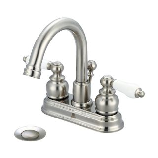Pioneer Industries Brentwood Brushed Nickel 2 Handle 4 in Centerset WaterSense Bathroom Sink Faucet (Drain Included)