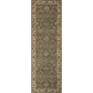 Hand tufted Traditional Oriental Pattern Green Rug (3 x 12)
