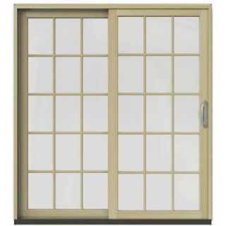 JELD WEN 71 1/4 in. x 79 1/2 in. W 2500 Brilliant White Prehung Left Hand Clad Wood Sliding Patio Door with 15 Lite Grids JW2201 01679