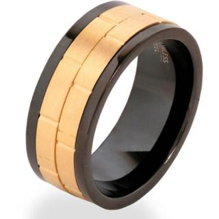 Men's Gold Tone Two Tone Stainless Steel Dual Spinner Ring
