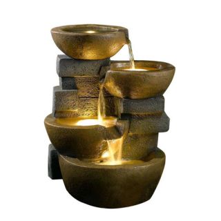 Jeco Zen Tiered Pots Fountain with Light