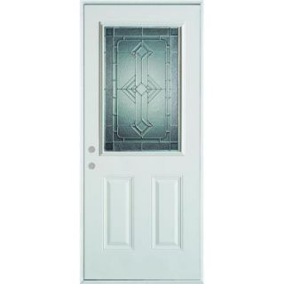 Stanley Doors 36 in. x 80 in. Neo Deco Zinc 1/2 Lite 2 Panel Prefinished White Steel Prehung Front Door 1532S S 36 R Z