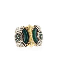 Konstantino Silver & Gold Green Agate Band Ring