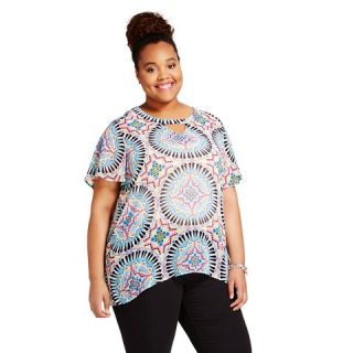 Plus Size V Cut Out Top White/Rave Pink   Pssst