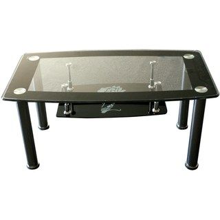 Glass Top Black Coffee Table with Lower Shelf  ™ Shopping