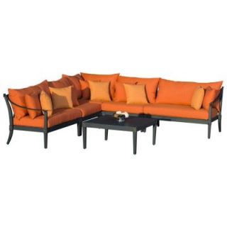 RST Brands Astoria 6 Piece Patio Sectional Seating Set with Tikka Orange Cushions OP ALSS6 AST TKA K