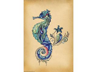 Seahorse Poster Print by Green Girl Canvas (13 x 19)