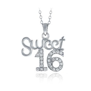 ICZ Stonez Sterling Silver Cubic Zirconia Sweet 16 Necklace