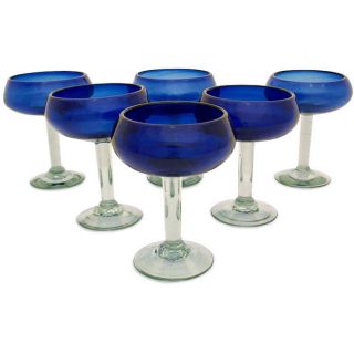 Set of 6 Deep Blue Margarita Glasses (Mexico)   Shopping
