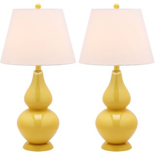 Safavieh Cybil Double Gourd 1 light Yellow Table Lamps (Set of 2)
