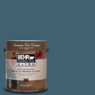 BEHR Premium Plus Ultra 1 gal. #PPU13 18 Bermudan Blue Flat Enamel Interior Paint 175301