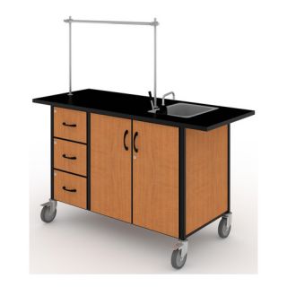 Deluxe Mobile Science Lab Station with Sink, Drawers, and Tote Trays