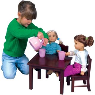 Guidecraft Doll Table and 2 Chairs Set, Espresso