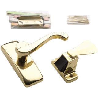 WRIGHT PRODUCTS 4 in Polished Brass Screen Door and Storm Door Georgian Lever Latch
