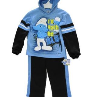 The Smurfs Little Boys Blue Character Printed Hooded Sweater 2 Pc Pants Set 4