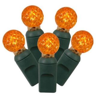 Set of 100 Orange LED G12 Berry Christmas Lights 4" Spacing   Green Wire
