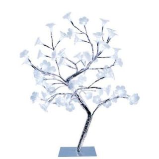 Simple Designs 17.72 in. Morning Glory LED Lighted Silver Decorative Tree Lamp NL2007 CHR