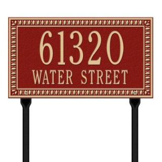 Whitehall Products Egg and Dart Rectangular Red/Gold Standard Lawn Two Line Address Plaque 6137RG