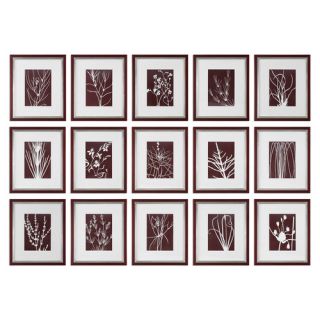 Abstract Marsala Floral Print 15 Piece Framed Graphic Art Set by Darby