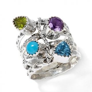 Chaco Canyon Couture 4 Row Multigemstone Sterling Silver Ring   7769994