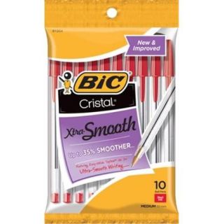 Bic Corporation MSP101 RED 1. 0 mm. Cristal Xtra Smooth Stic Ballpoint Pen, Red