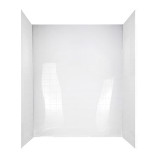 Aqua Glass 60 in W x 38 1/2 in L x 72 3/4 in H High Gloss White Shower Wall Surround Side and Back Panel