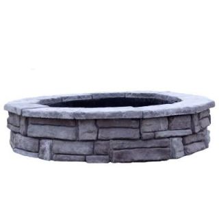 Fossill Stone 60 in. Concrete Random Stone Gray Round Fire Pit Kit RSFPG