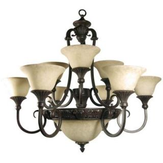Yosemite Home Decor Verona Collection 12 Light Sienna Bronze Hanging Chandelier with Honey Parchment Glass Shade F023A12SB