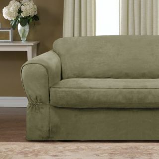 Piped Suede Separate Seat Sofa Slipcover by Maytex
