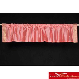 Peach Pink Sari Fabric Decorative Valances (India) (Pack of 2)