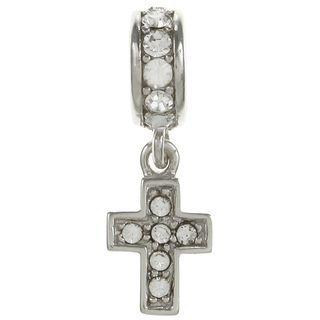 Sterling Essentials Sterling Silver Cubic Zirconia Cross Charm Bead