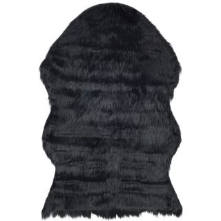 Safavieh Hand Tufted Faux Sheep Skin Black Acrylic Rug (4 x 6)