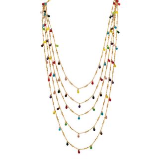 PalmBeach Multicolor Beaded Waterfall Necklace in Yellow Gold Tone