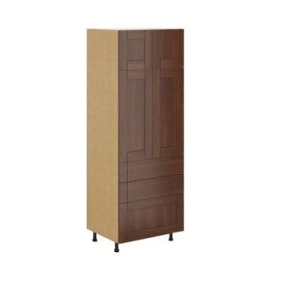 Fabritec 30x83.5x24.5 in. Lyon 3 Drawer Pantry Cabinet in Maple Melamine and Door in Medium Brown HD30843D.M.LYON