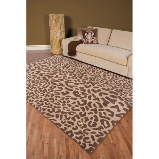 Hand tufted Brown Leopard Whimsy Brown Animal Print Wool Rug (8 x 11