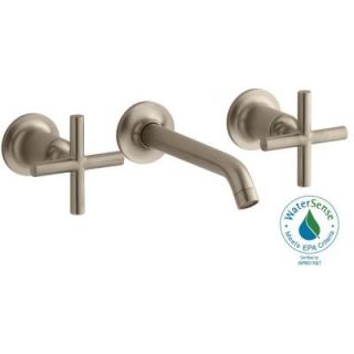 KOHLER Purist Wall Mount 2 Handle Water Saving Bathroom Faucet Trim Kit in Vibrant Brushed Bronze K T14413 3 BV