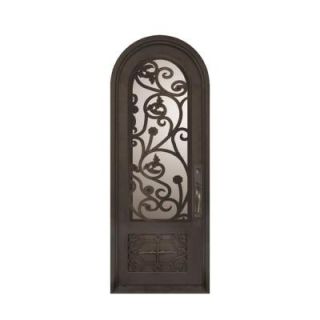 Iron Doors Unlimited 38 in. x 110 in. Fero Fiore Classic 3/4 Lite Painted Oil Rubbed Bronze Decorative Wrought Iron Prehung Front Door IFF38110RRLR