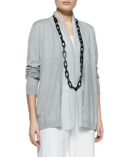 Eileen Fisher Sleek Cotton Silk Trim Cardigan, Womens