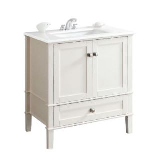 Simpli Home Chelsea 30 in. Vanity in Soft White with Quartz Marble Vanity Top in White and Under Mounted Rectangular Sink NL HHV029 30 2A