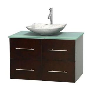 Wyndham Collection Centra 36 in. Vanity in Espresso with Glass Vanity Top in Green and Carrara Sink WCVW00936SESGGGS6MXX