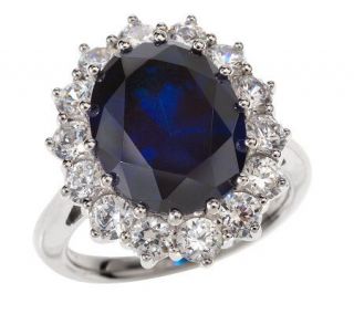 Diamonique Sterling 8.80 ct tw Simulated Sapphire Ring   J157095 —