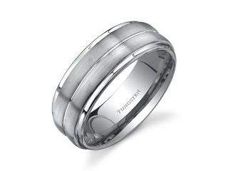 Flat Edge Brush Finish 8 mm Comfort Fit Mens Tungsten Wedding Band Ring Size 12.5